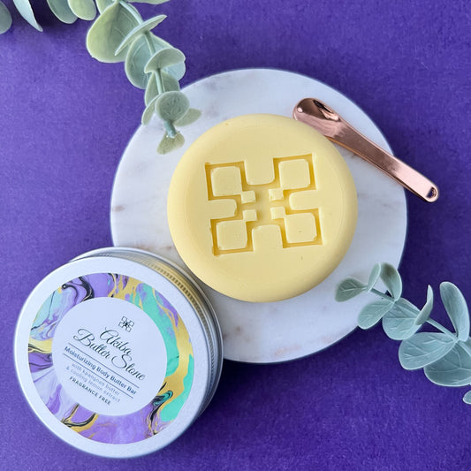 Akiba Butter Stone - Moisturizing Body Butter Bar - with Kpangnan Butter and Cooling Lemon Extract (Fragrance free)