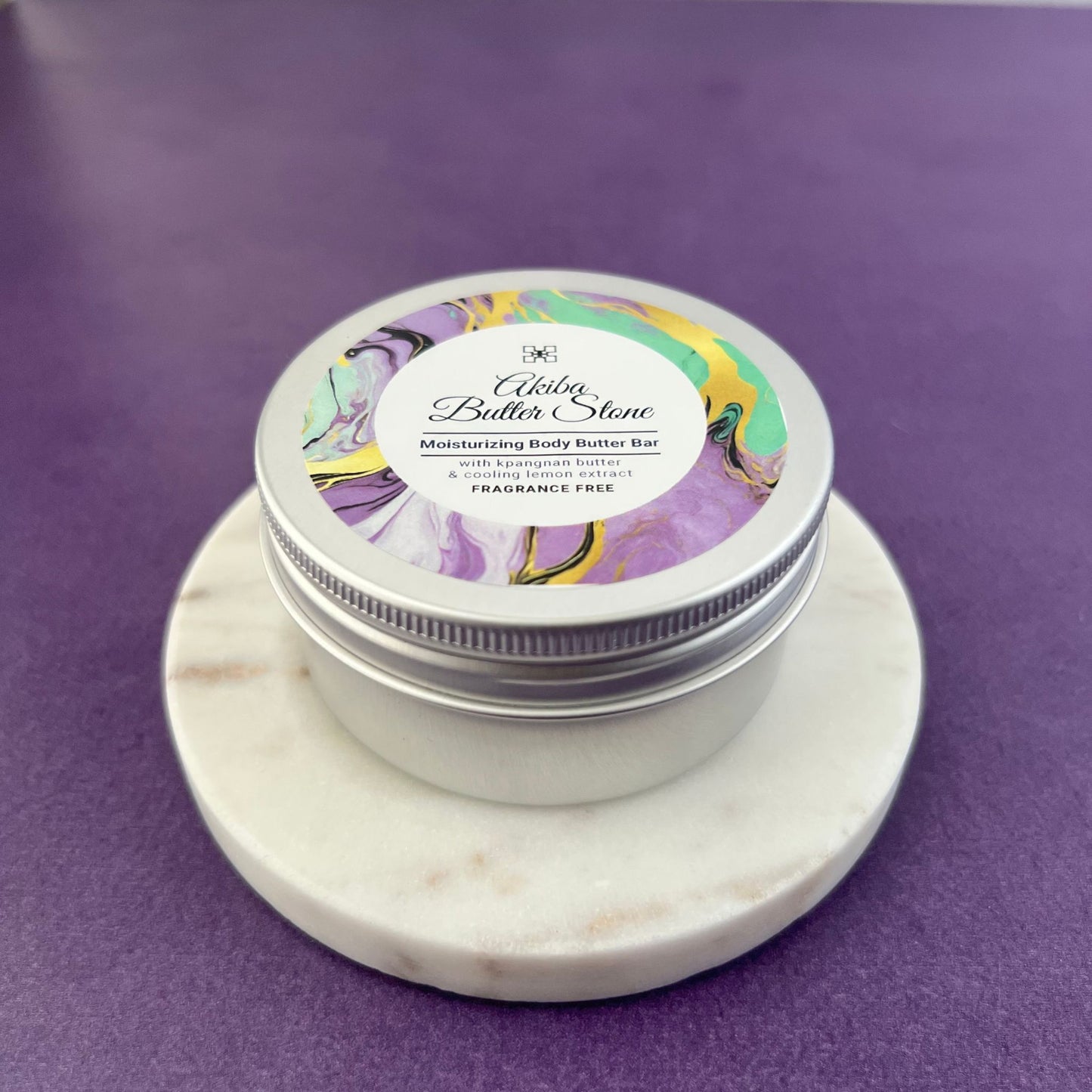 Akiba Butter Stone - Moisturizing Body Butter Bar - with Kpangnan Butter and Cooling Lemon Extract (Fragrance free)