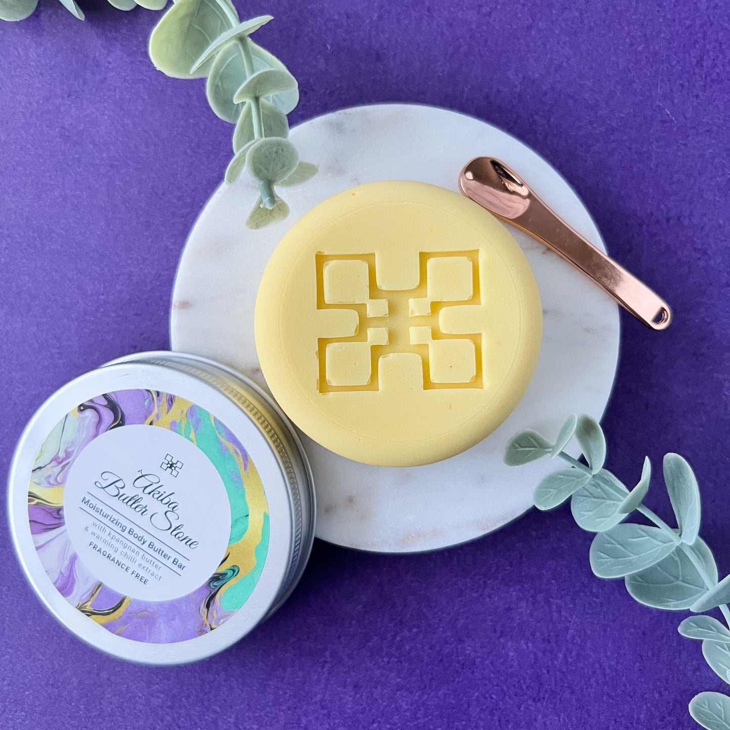 Akiba Butter Stone - Moisturizing Body Butter Bar - with Kpangnan Butter and Warming Chilli Extract (Fragrance free)