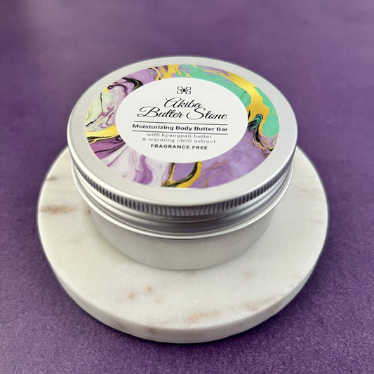 Akiba Butter Stone - Moisturizing Body Butter Bar - with Kpangnan Butter and Warming Chilli Extract (Fragrance free)