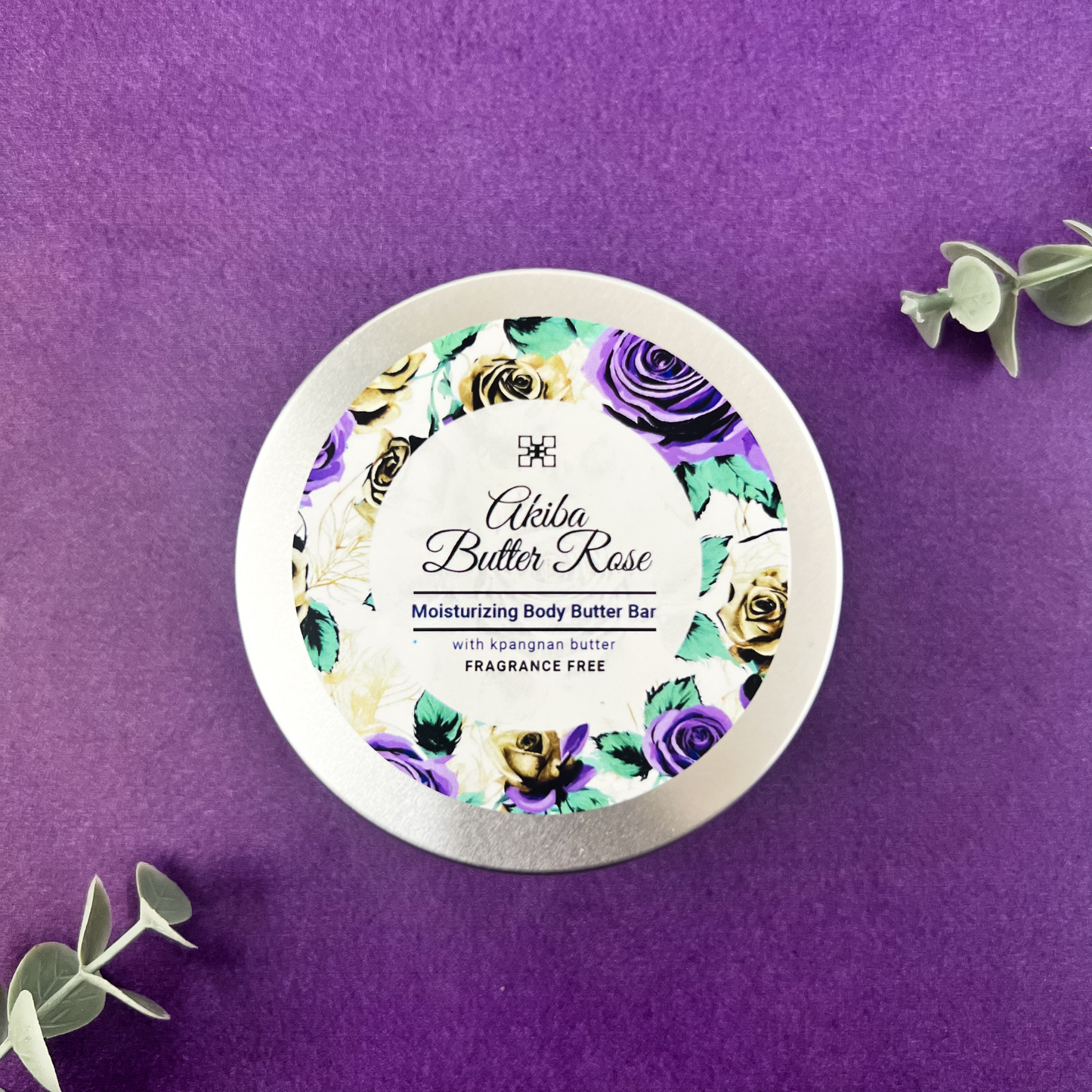 NEW! Akiba Butter Rose - Moisturizing Body Butter Bar with Kpangnan Butter and Cooling Lemon Extract (Fragrance free)