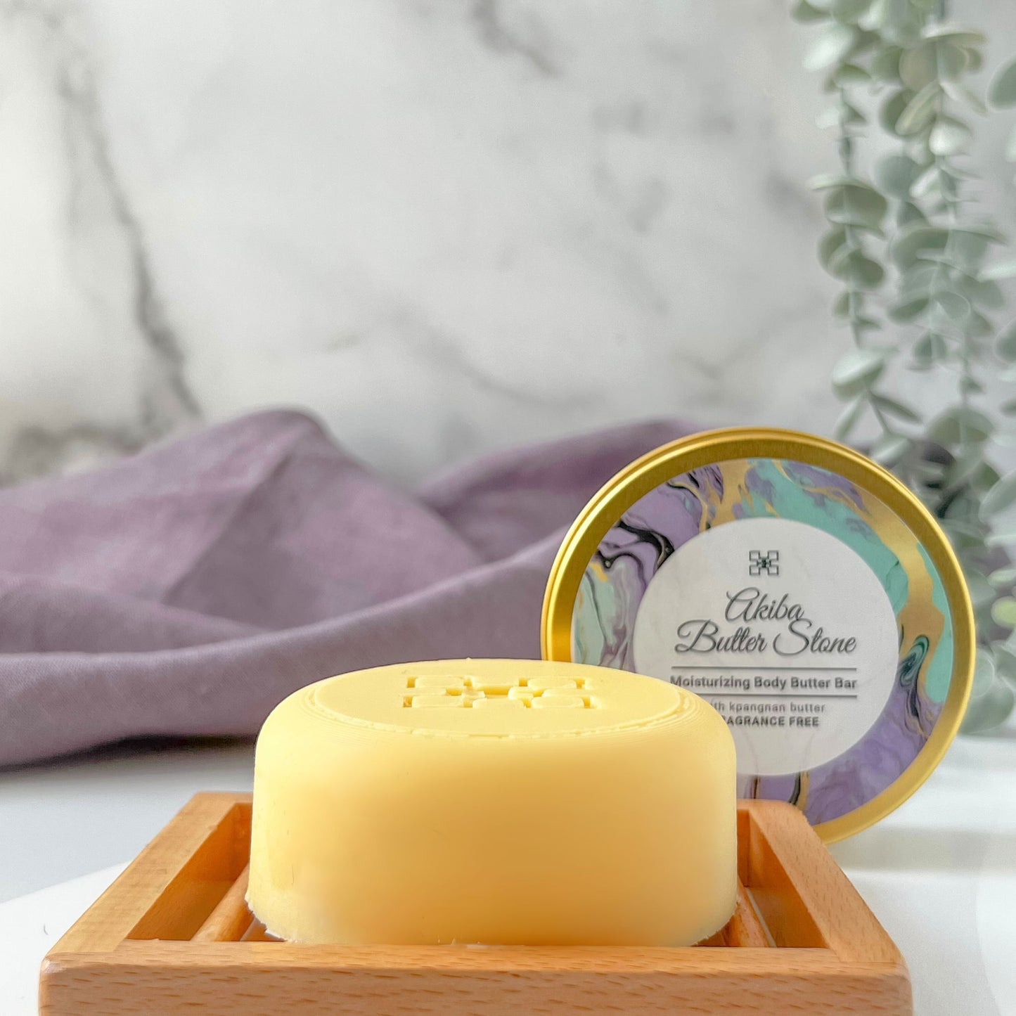 Akiba Butter Stone - Moisturizing Body Butter Bar - with Kpangnan Butter (Fragrance free)