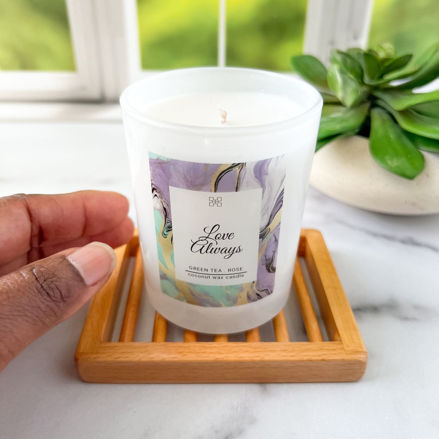 Coconut Wax Candle (Love Always) - Green Tea Rose