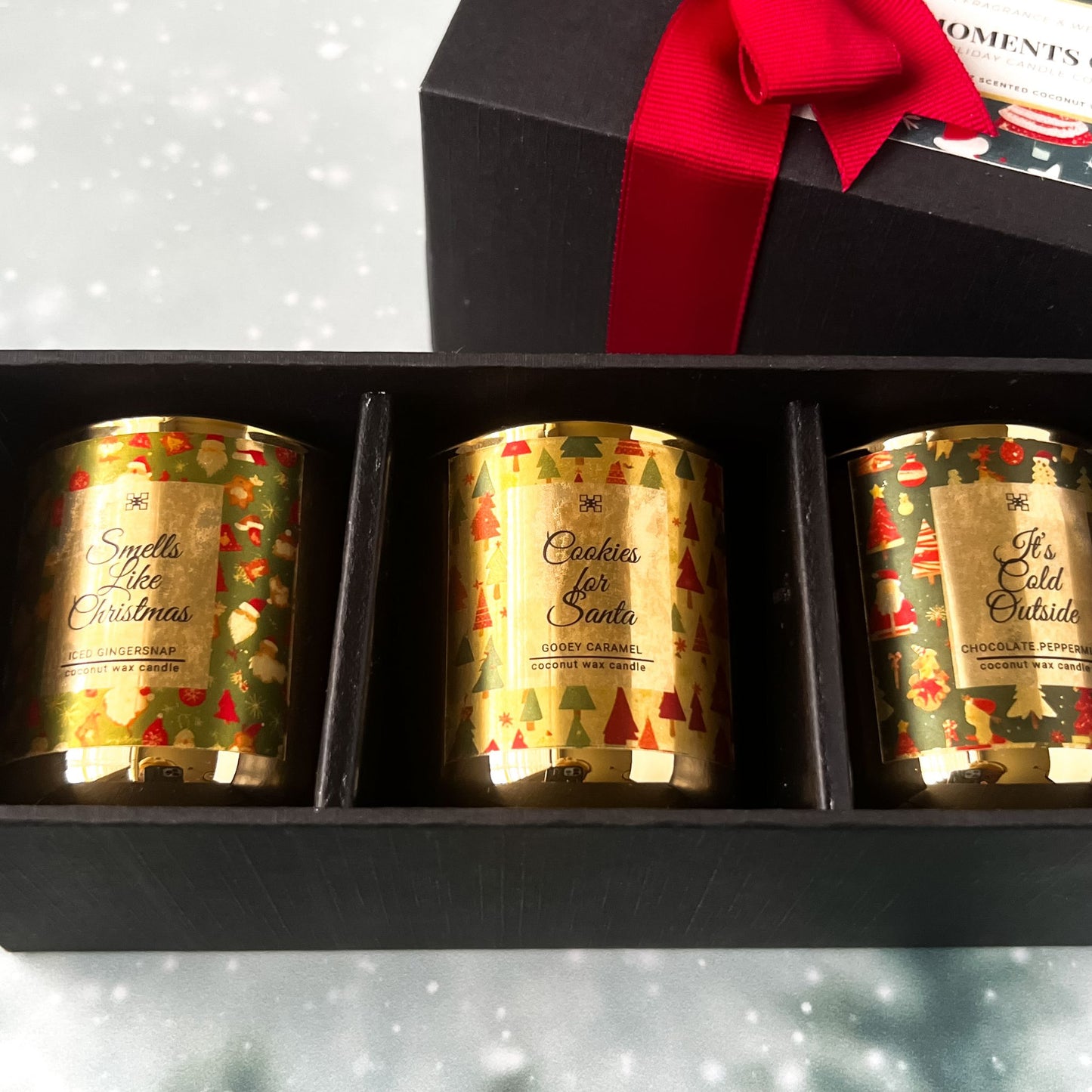 "Moments of Joy" Holiday Candle Gift Set #2 - 3 Scented Mini Coconut Wax Candles
