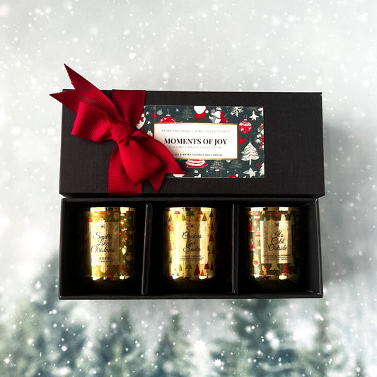 "Moments of Joy" Holiday Candle Gift Set #2 - 3 Scented Mini Coconut Wax Candles