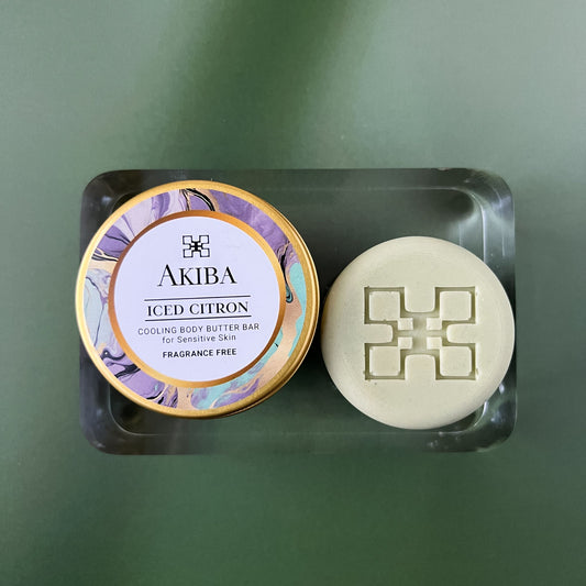 NEW! Akiba "Iced Citron" - Moisturizing Body Butter Bar with Kpangnan Butter and Cooling Lemon Extract (Fragrance Free)
